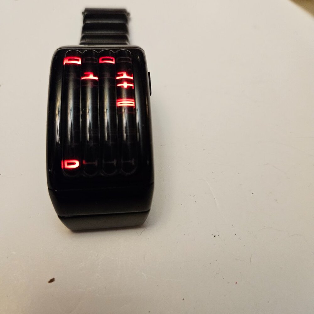 Futuristic Tokyoflash Kisai Sequence (Keisan) Black Red LED Cryptic Watch